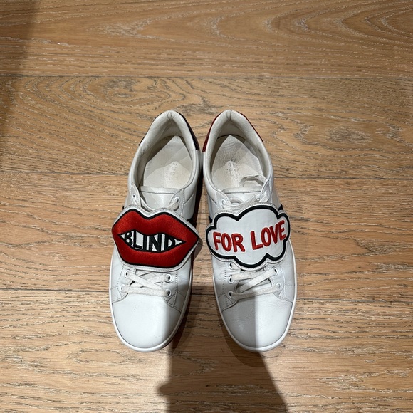 Gucci Wmns Ace 'Blind for Love' White Sneakers 9.5sz - Picture 4 of 9
